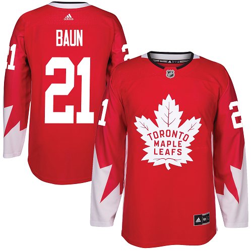 Adidas Maple Leafs #21 Bobby Baun Red Team Canada Authentic Stitched NHL Jersey